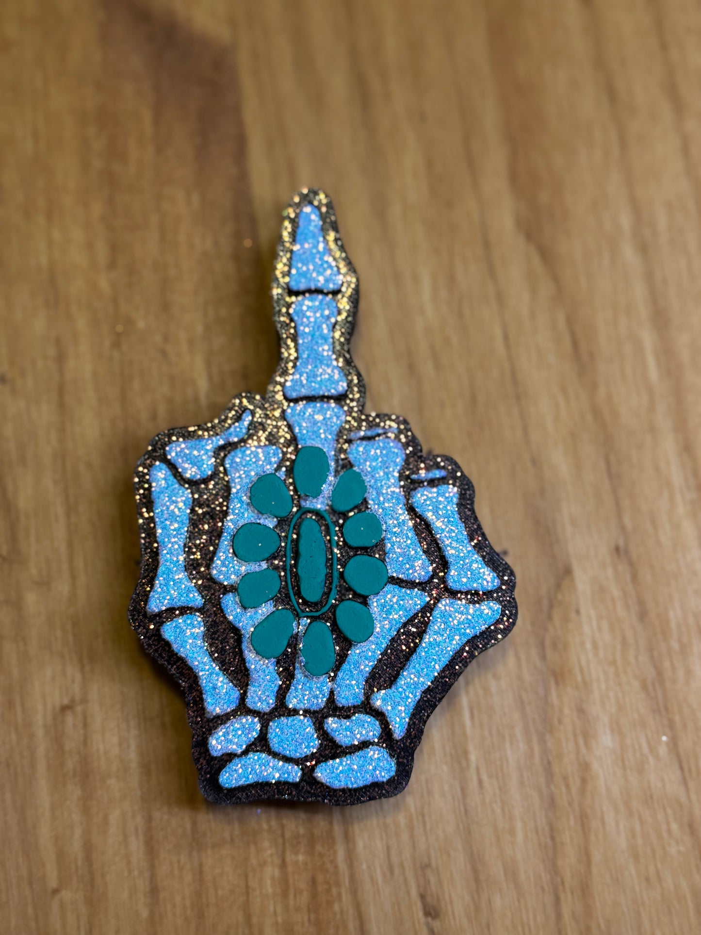 Middle finger with Squash Blossom