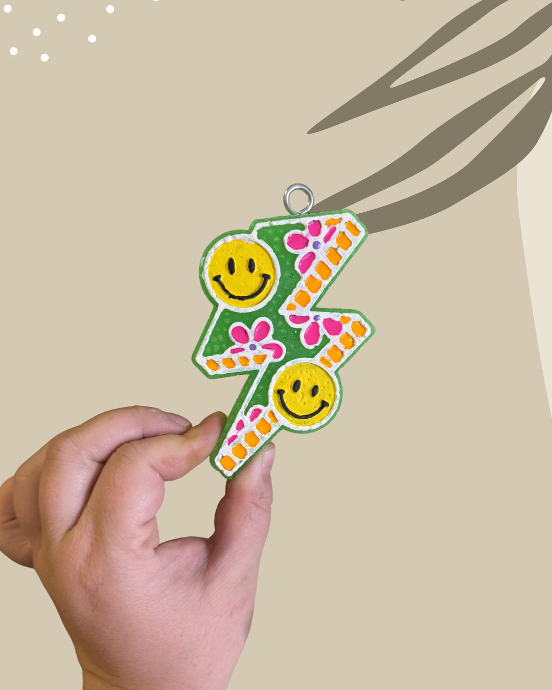 Retro Lightning Bolt with Smileys