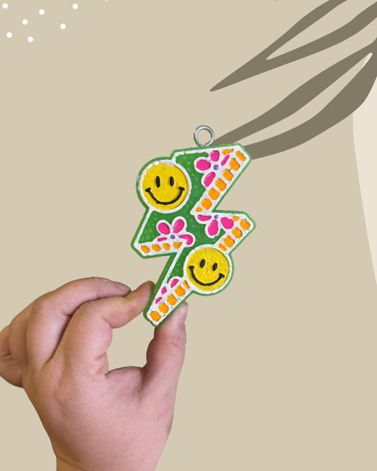 Retro Lightning Bolt with Smileys